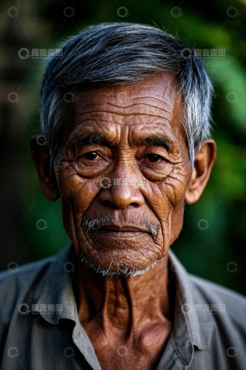 高清大图下载【趣麦麦图】饱经风霜的老年男子肖像