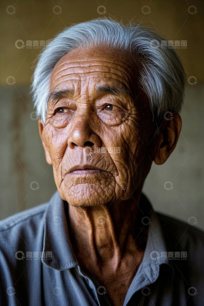 高清大图下载【趣麦麦图】饱经风霜的老年男子肖像