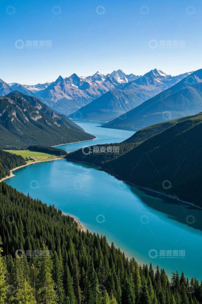 高清大图下载【趣麦麦图】高山湖泊自然风光全景