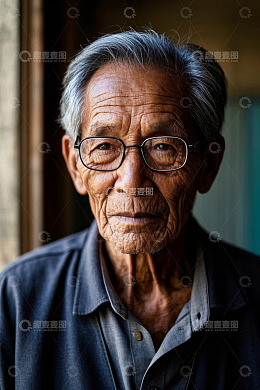 一位年迈的亚洲男子肖像