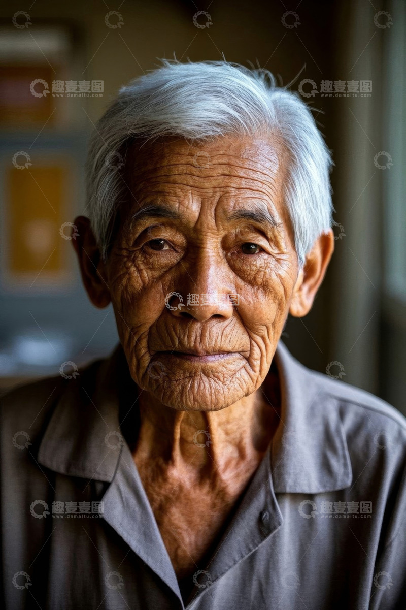 高清大图下载【趣麦麦图】一位慈祥的老人肖像照