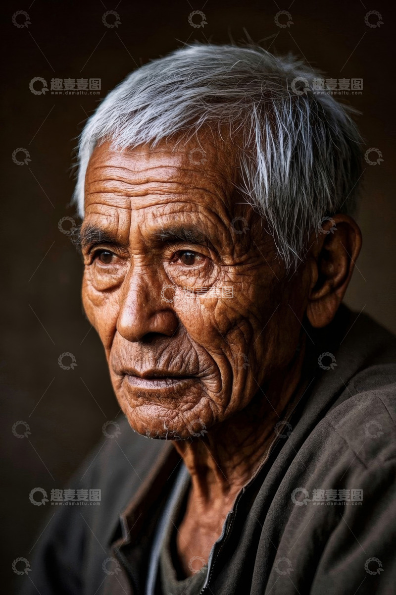高清大图下载【趣麦麦图】饱经风霜的老年男子肖像
