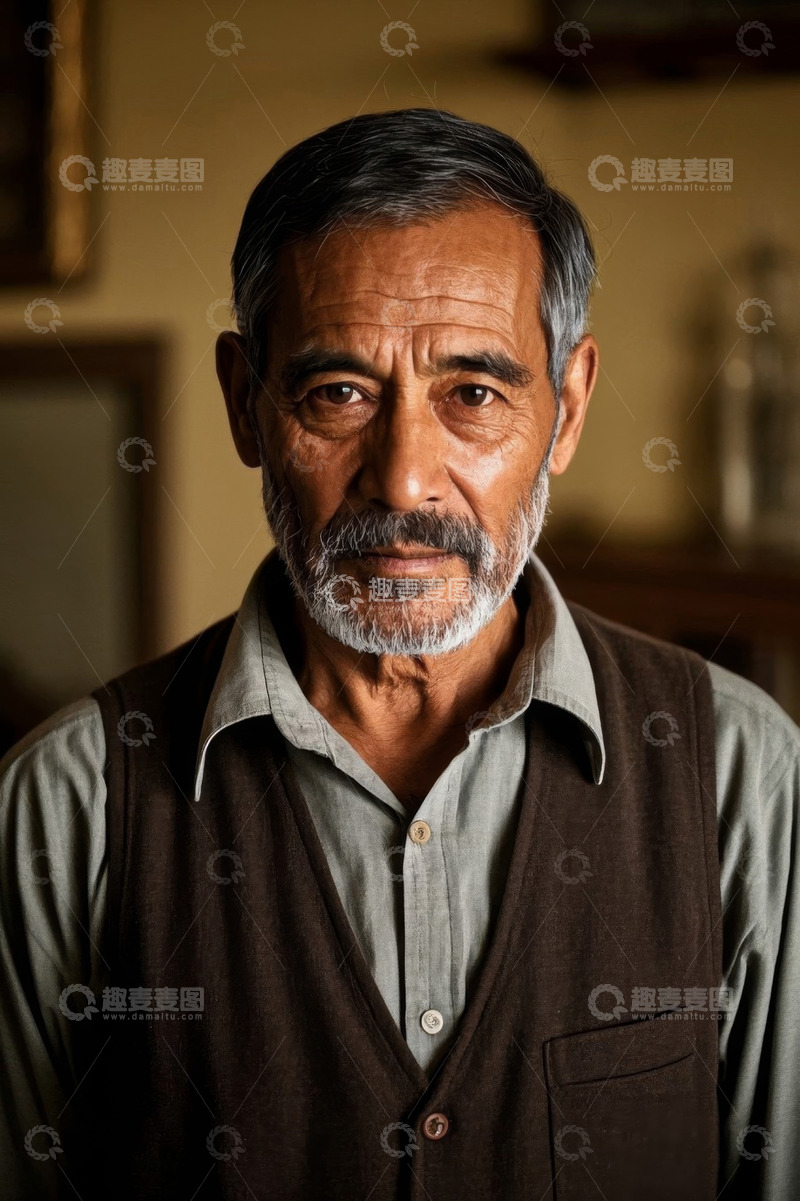 高清大图下载【趣麦麦图】一位慈祥的老年男子肖像