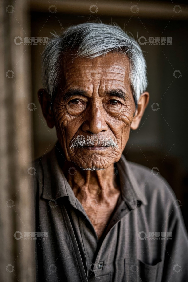 高清大图下载【趣麦麦图】一位饱经沧桑的老人肖像