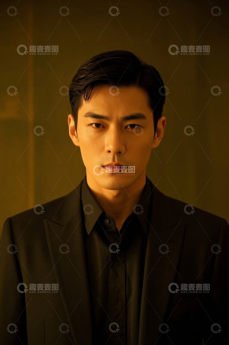 高清大图下载【趣麦麦图】深色西装男子肖像照，眼神坚定
