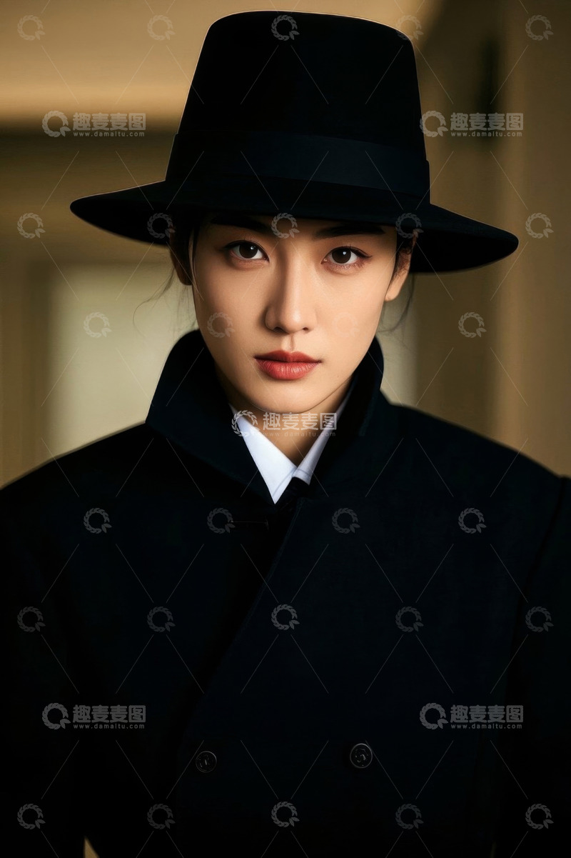 高清大图下载【趣麦麦图】时尚女性肖像照黑色系风格