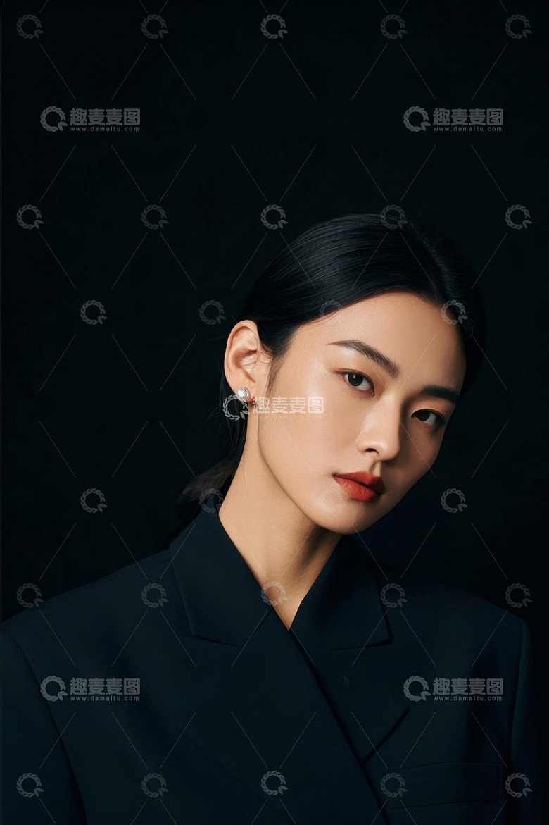 时尚女性肖像暗色系服装