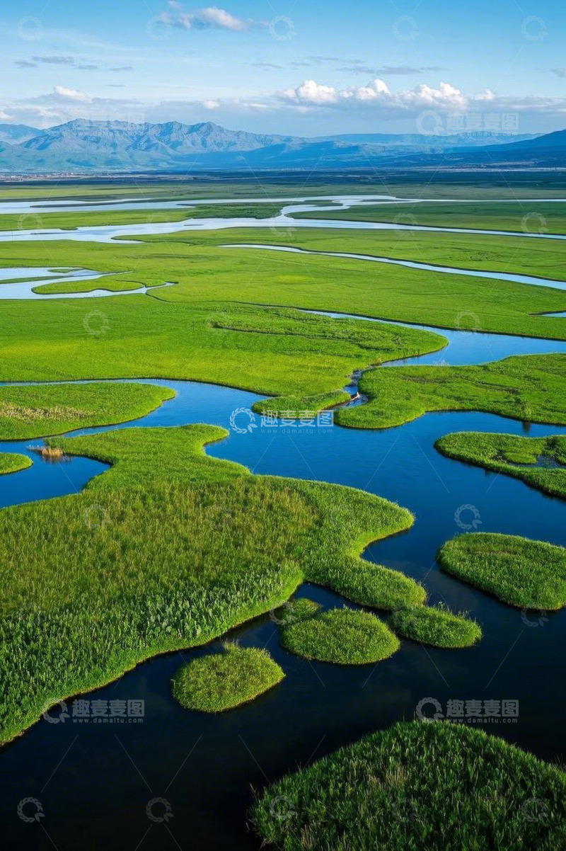 高清大图下载【趣麦麦图】航拍草原湿地自然风光