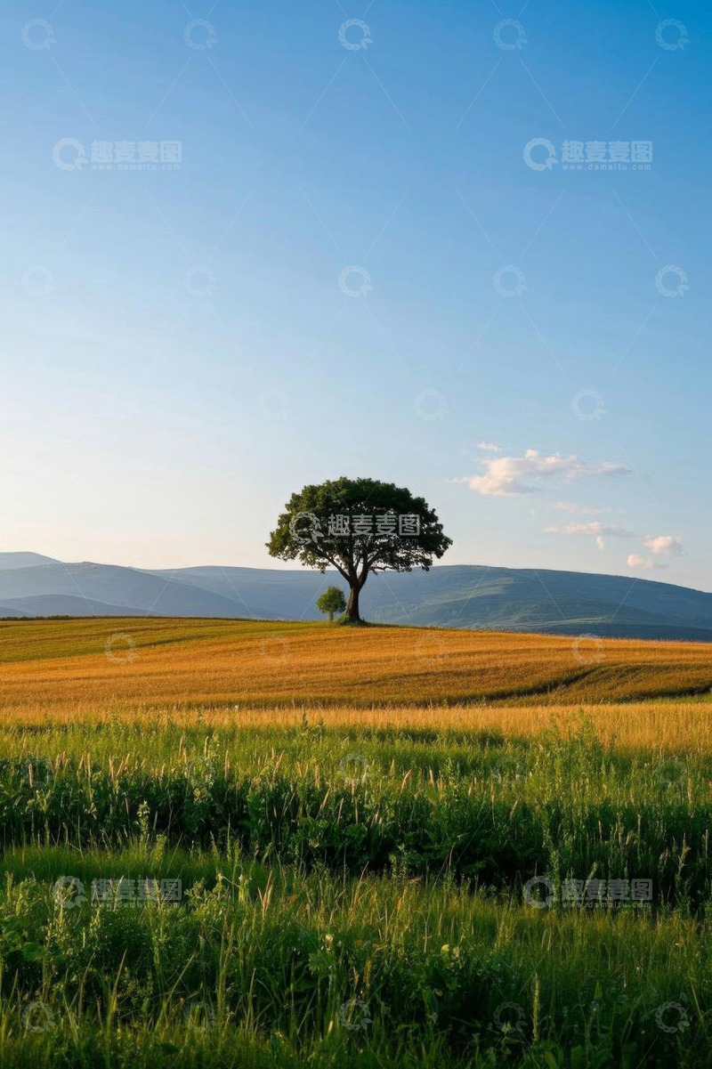 高清大图下载【趣麦麦图】田野中独立大树自然风光