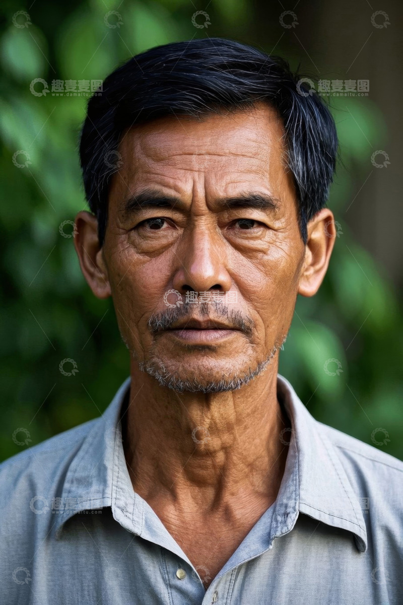 高清大图下载【趣麦麦图】一位亚洲老年男子肖像