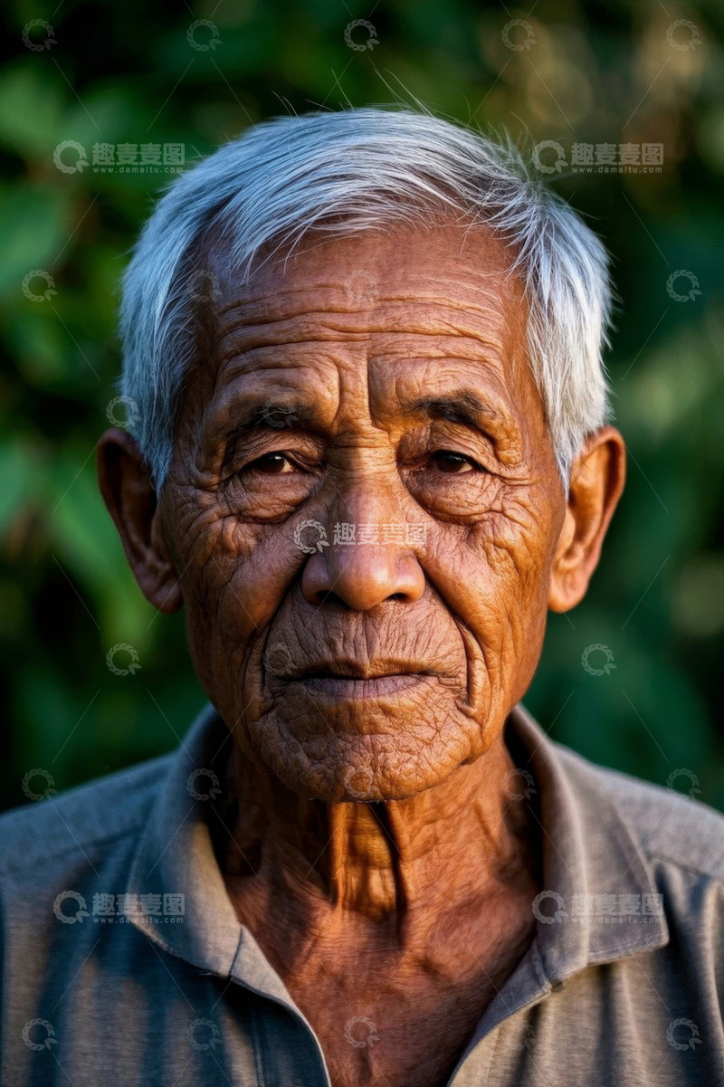 高清大图下载【趣麦麦图】一位饱经风霜的老人肖像