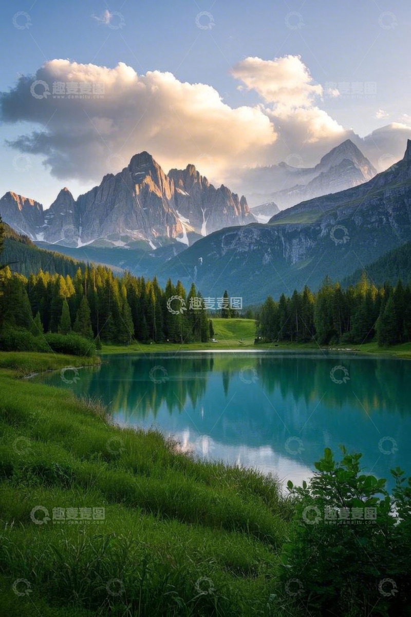 高清大图下载【趣麦麦图】山间湖泊森林自然风光