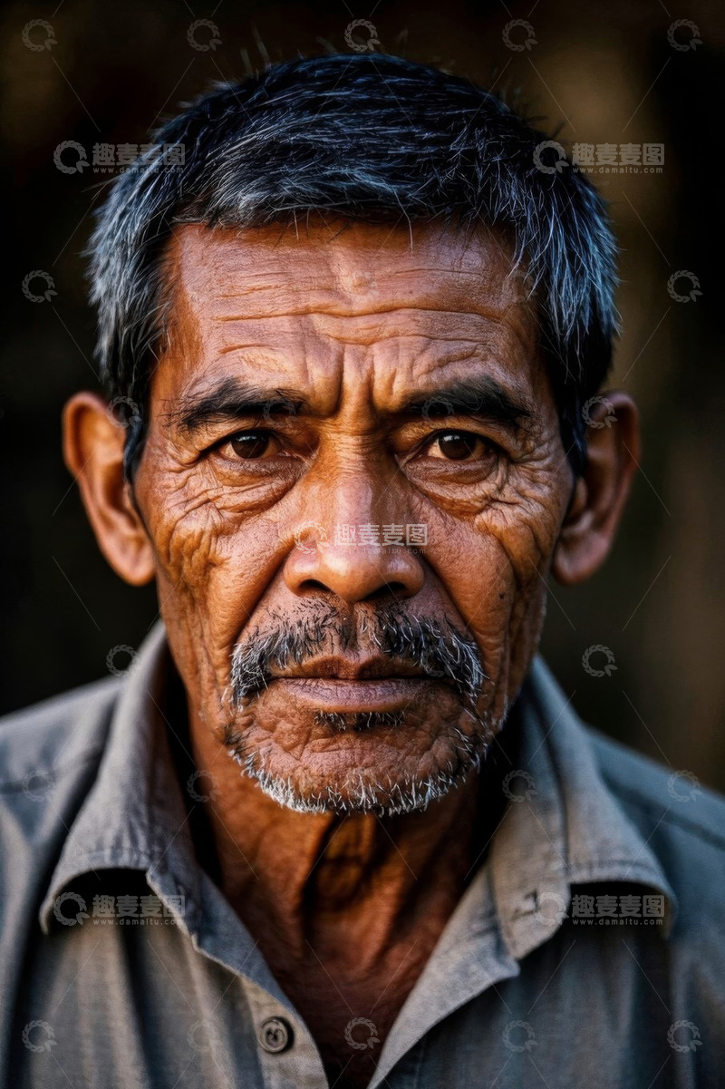 高清大图下载【趣麦麦图】饱经风霜的老年男子肖像