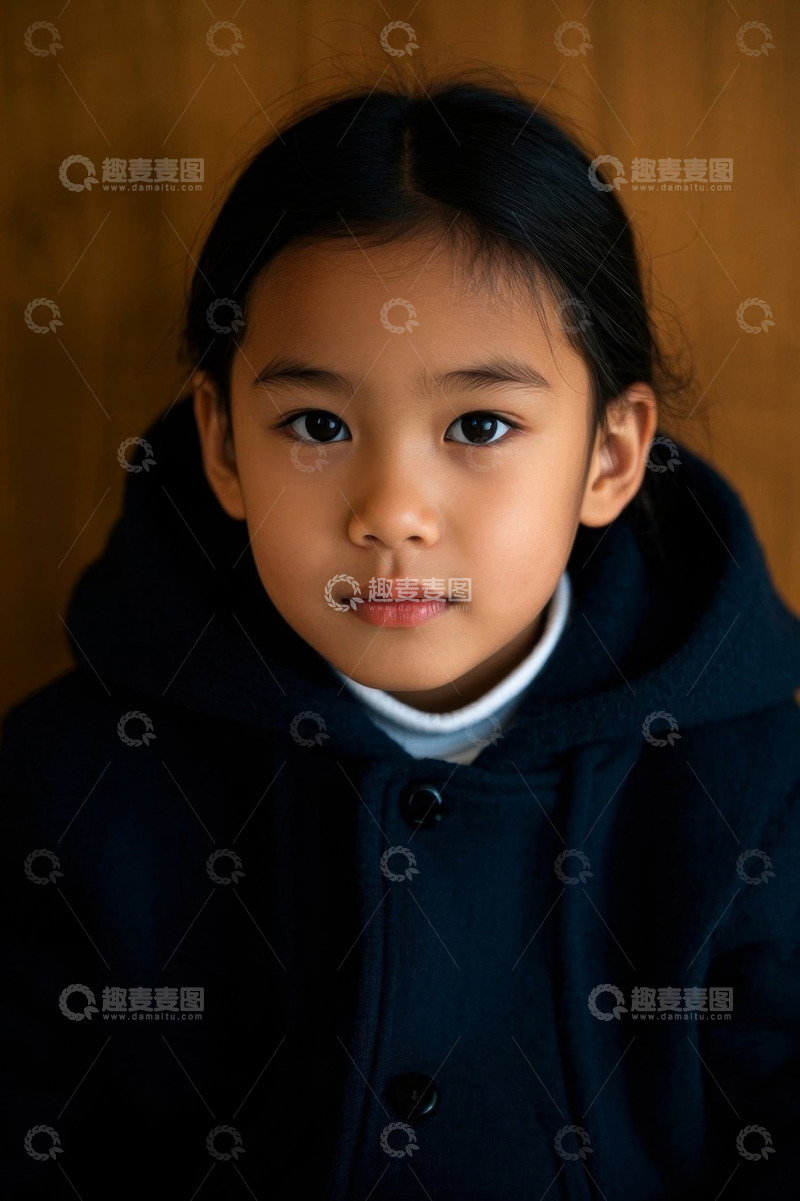 高清大图下载【趣麦麦图】可爱女孩深色外套写真照