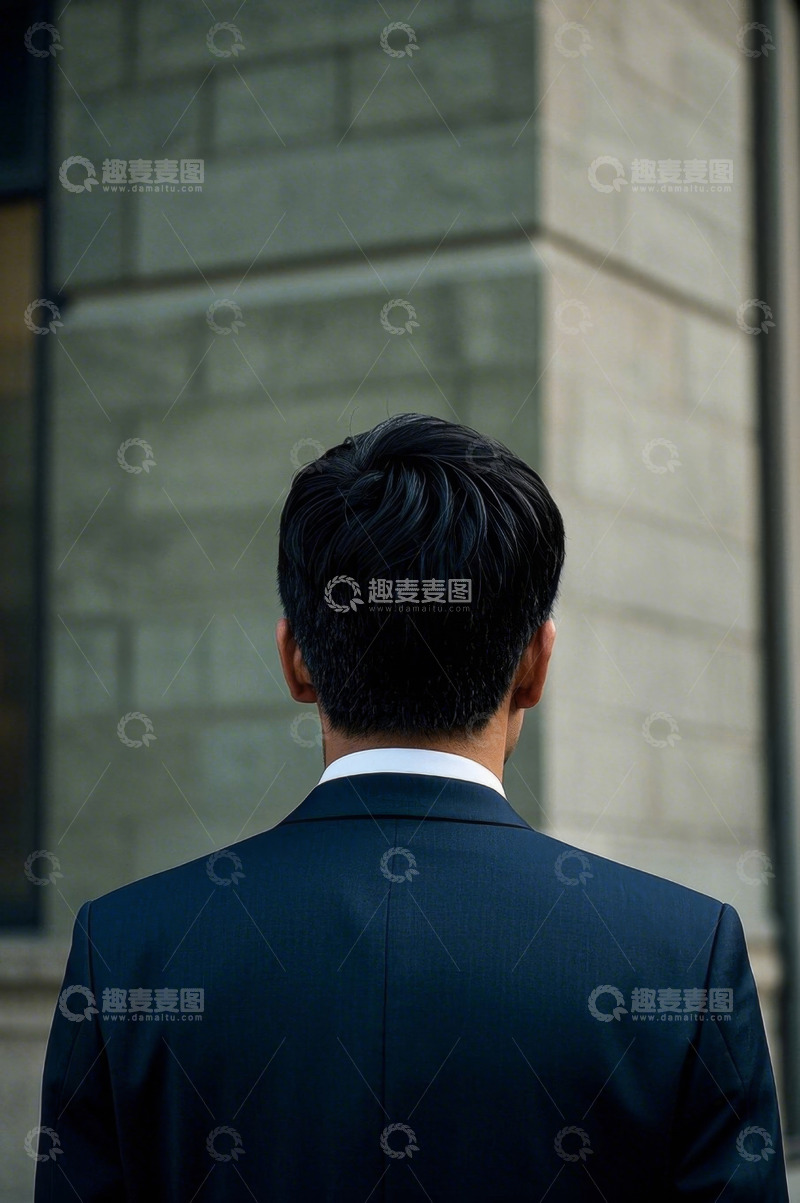 高清大图下载【趣麦麦图】西装男子背影建筑背景