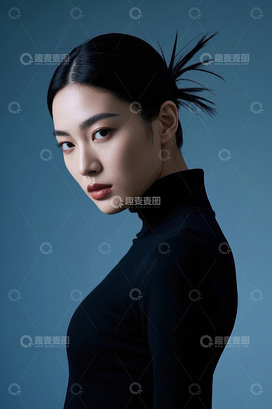 时尚女性侧身肖像高冷神秘