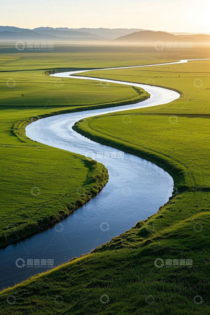 高清大图下载【趣麦麦图】草原蜿蜒河流风光