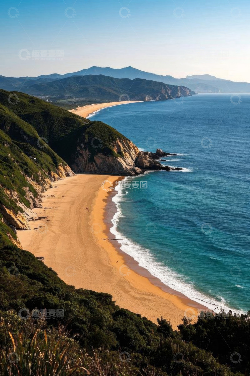 高清大图下载【趣麦麦图】山海相依的海滩风光