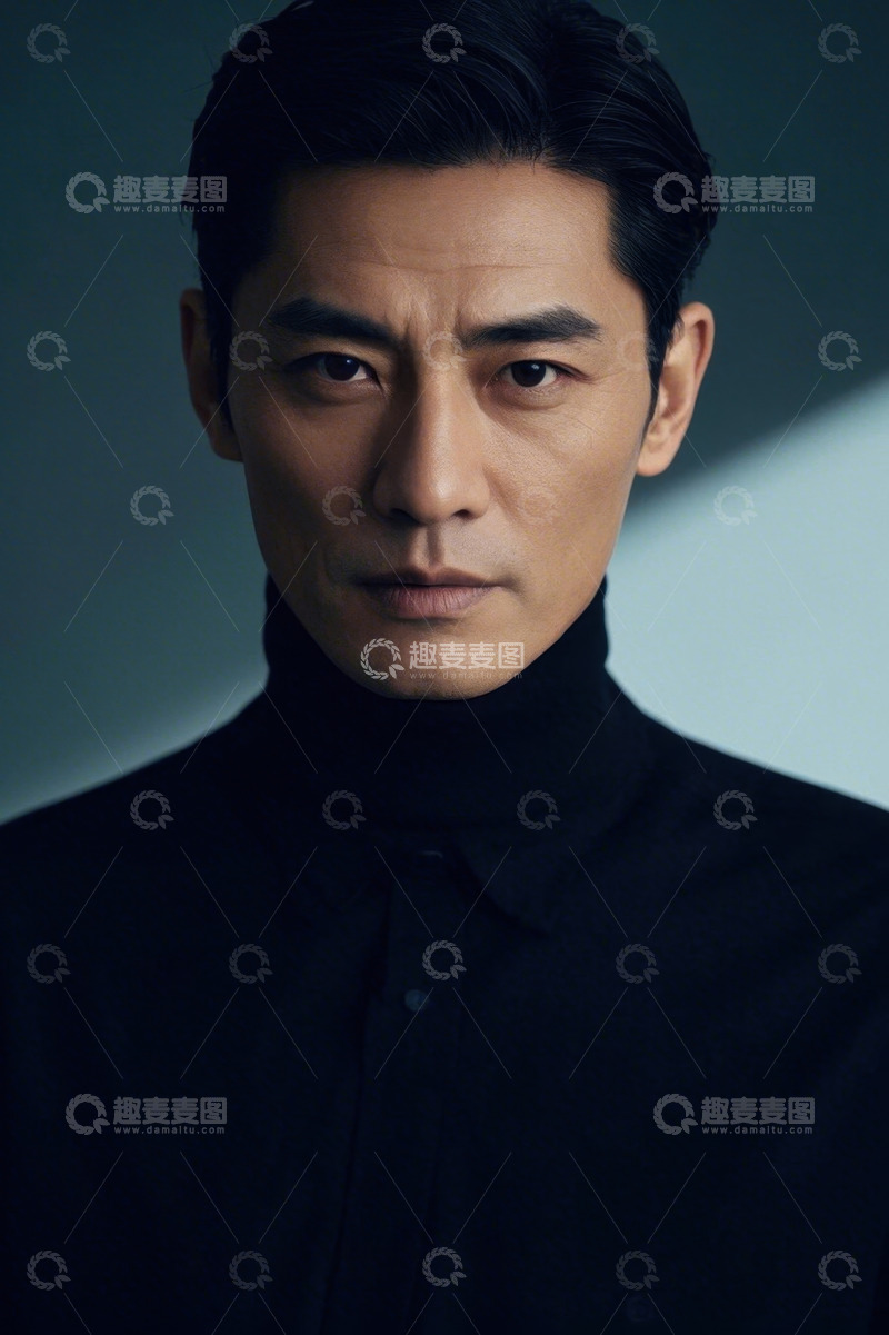 高清大图下载【趣麦麦图】深色背景下男子肖像特写
