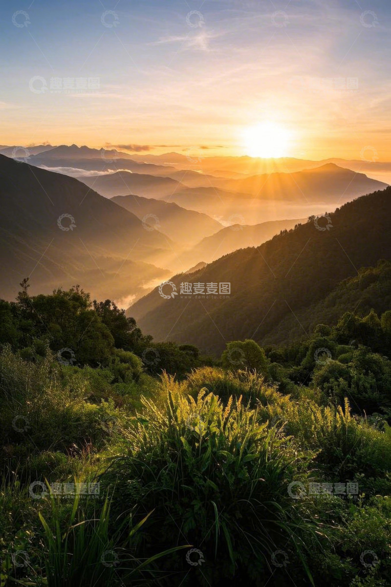 高清大图下载【趣麦麦图】山间日出自然风光