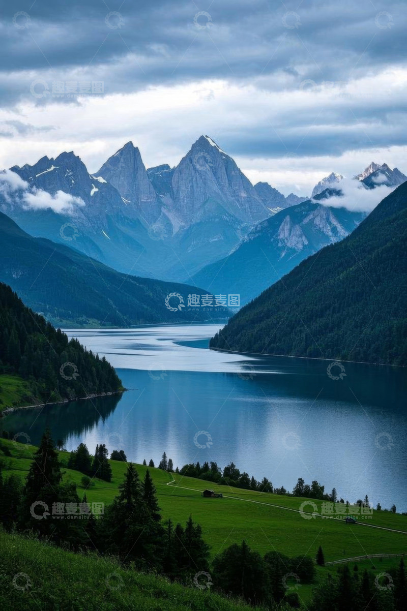 高清大图下载【趣麦麦图】山水湖泊自然风光全景