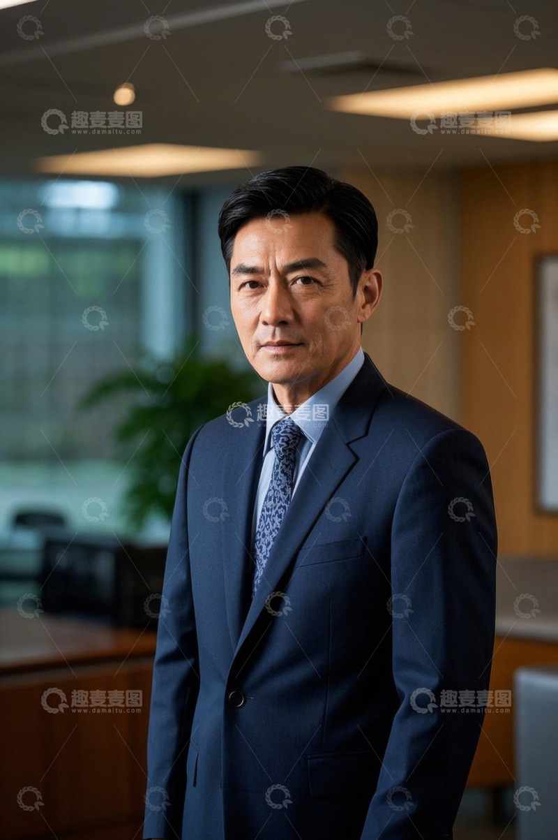 高清大图下载【趣麦麦图】中年男子商务西装照神态严肃