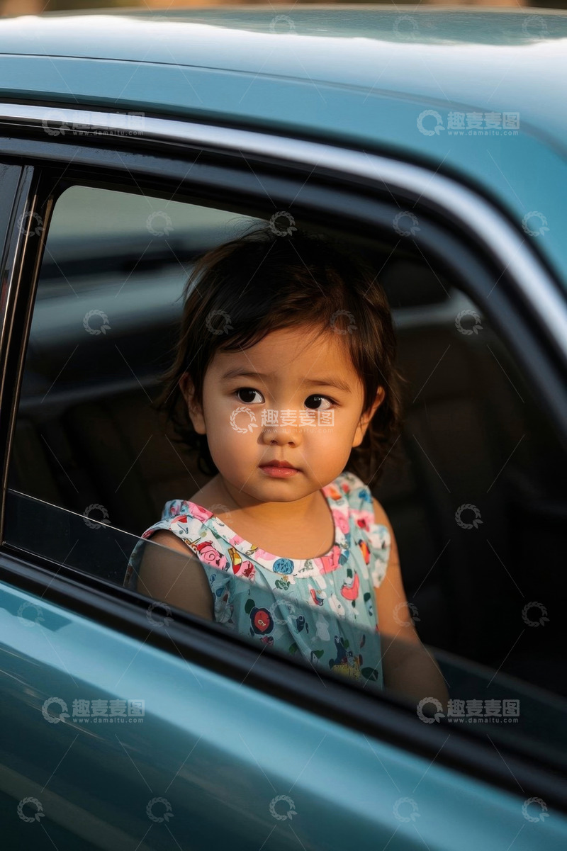 高清大图下载【趣麦麦图】车窗里的女孩安静凝视远方