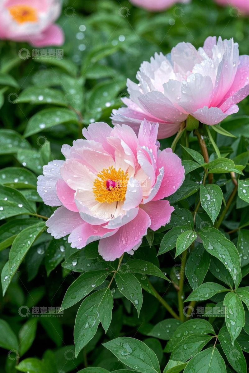 高清大图下载【趣麦麦图】带水珠的粉色牡丹花特写
