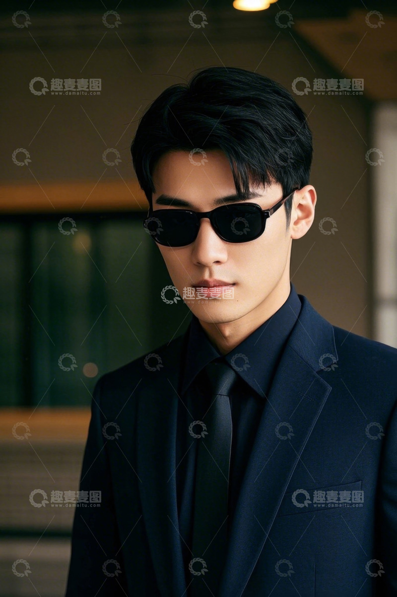 高清大图下载【趣麦麦图】身穿西装墨镜男青年时尚写真