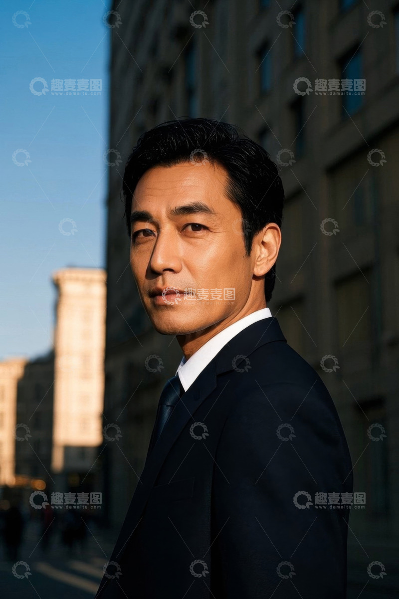 高清大图下载【趣麦麦图】西装革履男子都市背影侧颜