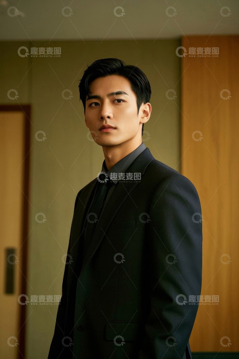 高清大图下载【趣麦麦图】西装革履的年轻男子肖像