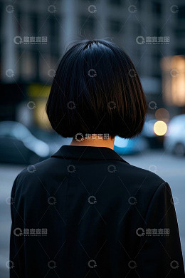 背影都市女性短发职业装