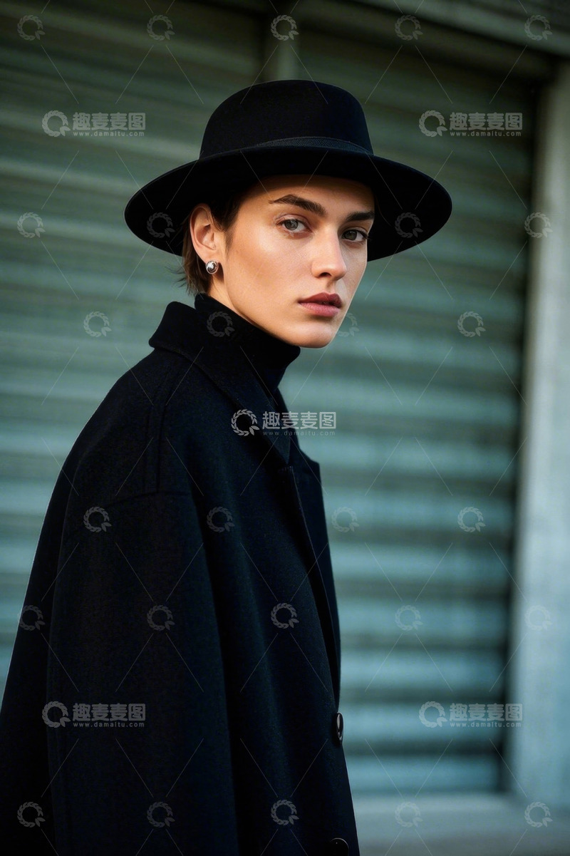 高清大图下载【趣麦麦图】时尚女子街拍黑色系穿搭