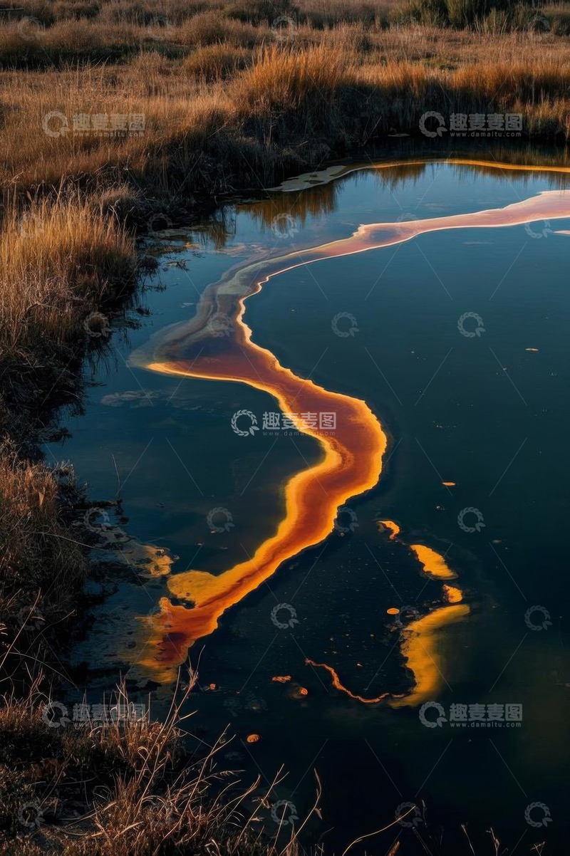高清大图下载【趣麦麦图】自然水域中的彩色漂浮物景观