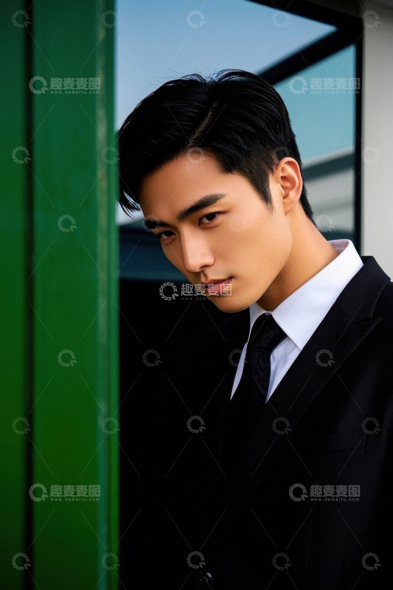 高清大图下载【趣麦麦图】西装革履男士侧身凝视