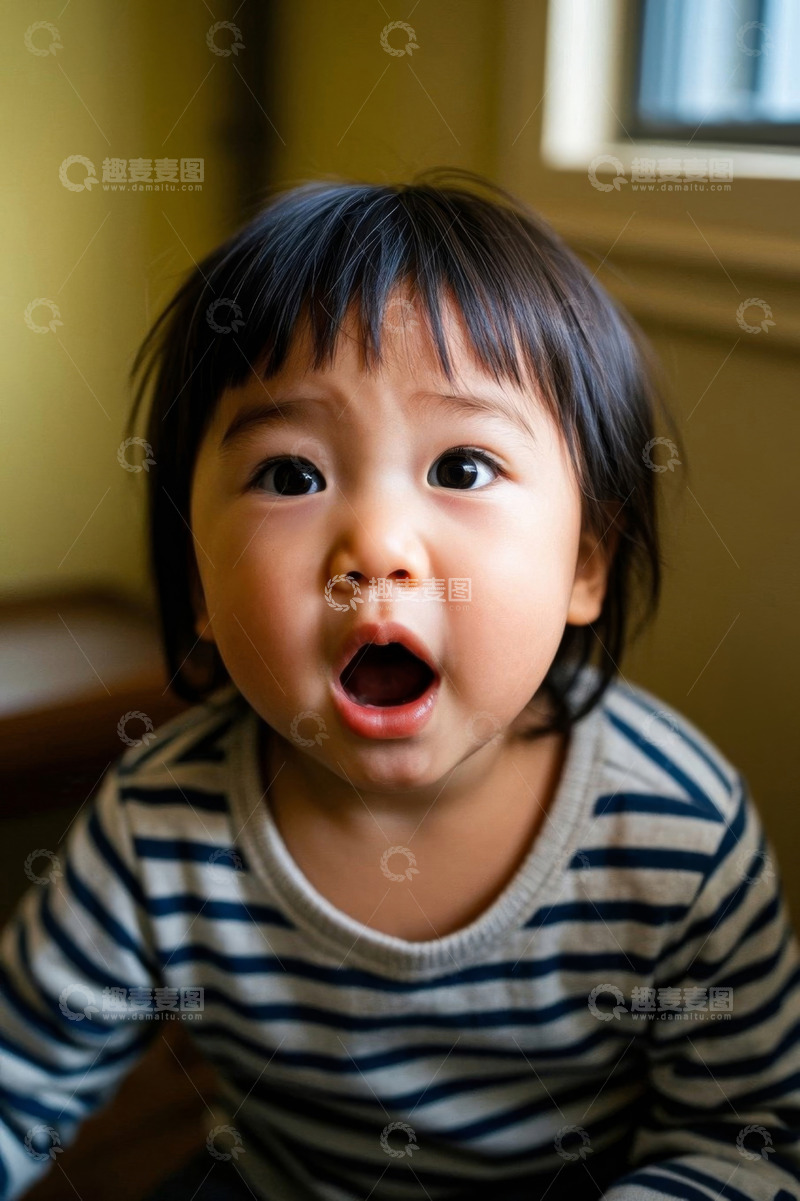 高清大图下载【趣麦麦图】可爱宝宝张嘴大笑特写