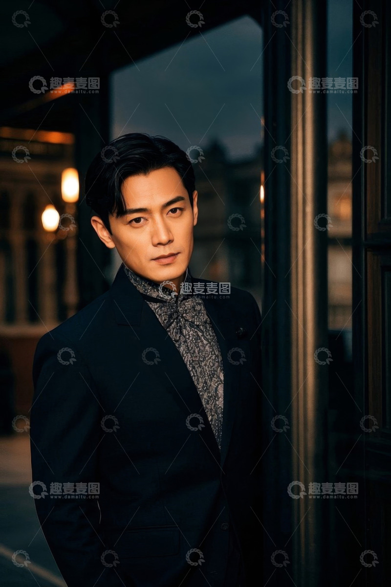 高清大图下载【趣麦麦图】西装革履男子忧郁眼神深邃