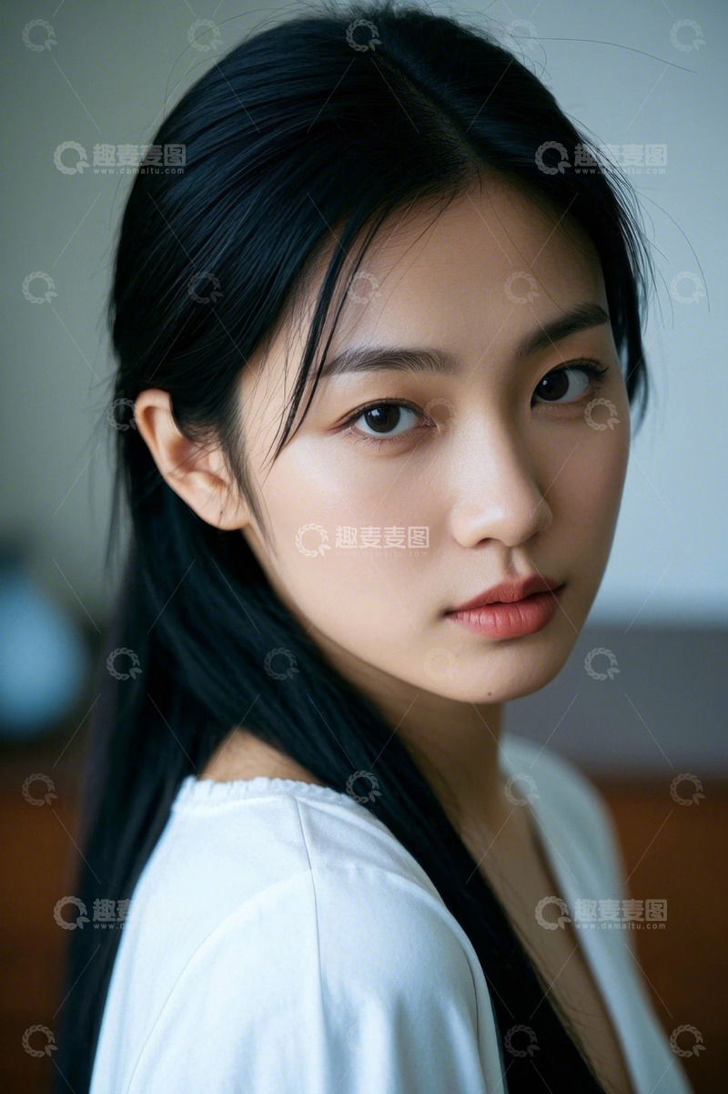 高清大图下载【趣麦麦图】清纯女子侧颜照温柔眼神