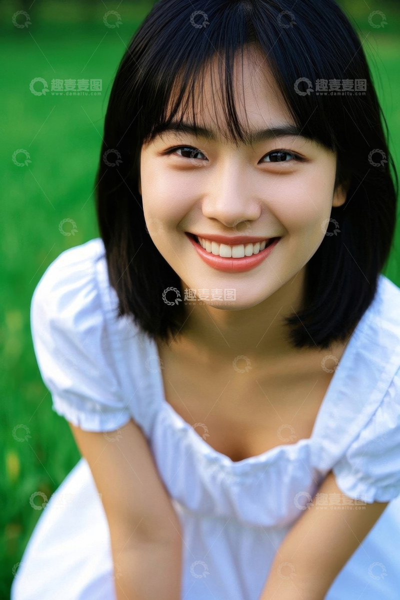 高清大图下载【趣麦麦图】清纯少女户外写真笑容甜美