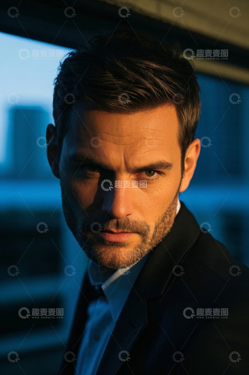 高清大图下载【趣麦麦图】深邃眼神的西装男士肖像
