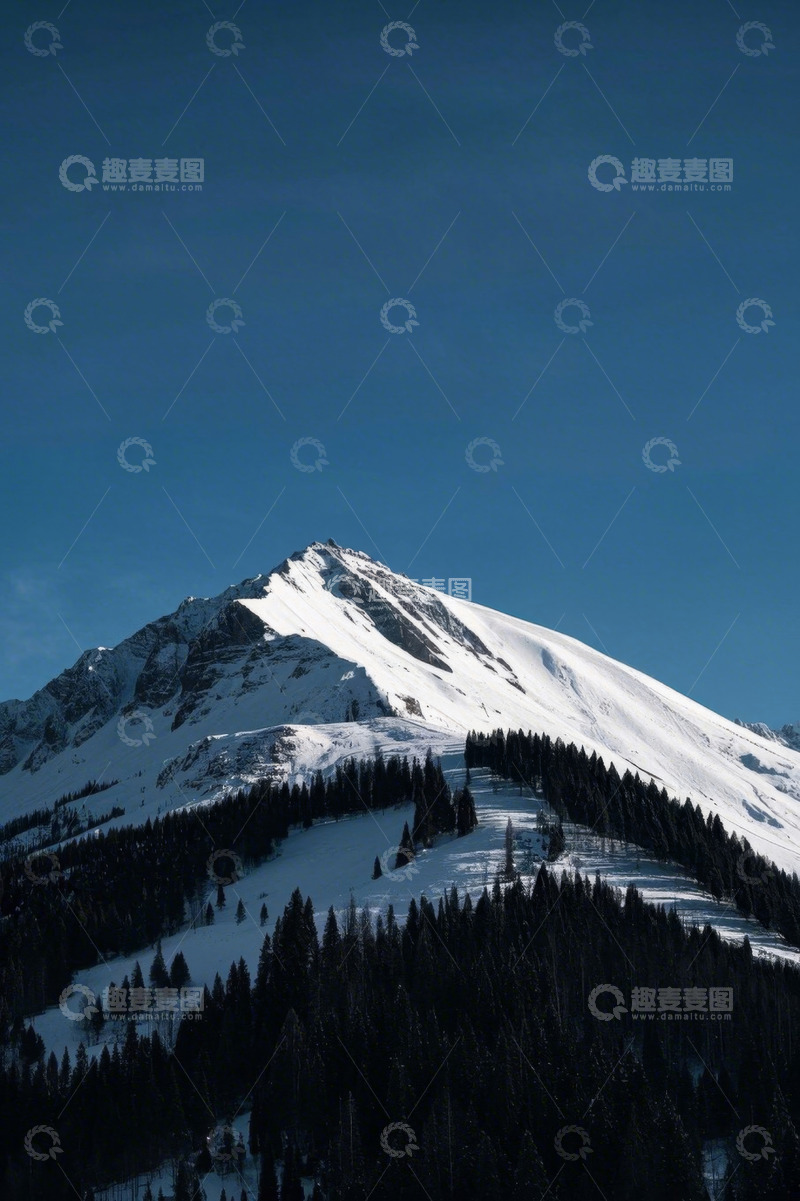 高清大图下载【趣麦麦图】雪山与森林户外自然景观