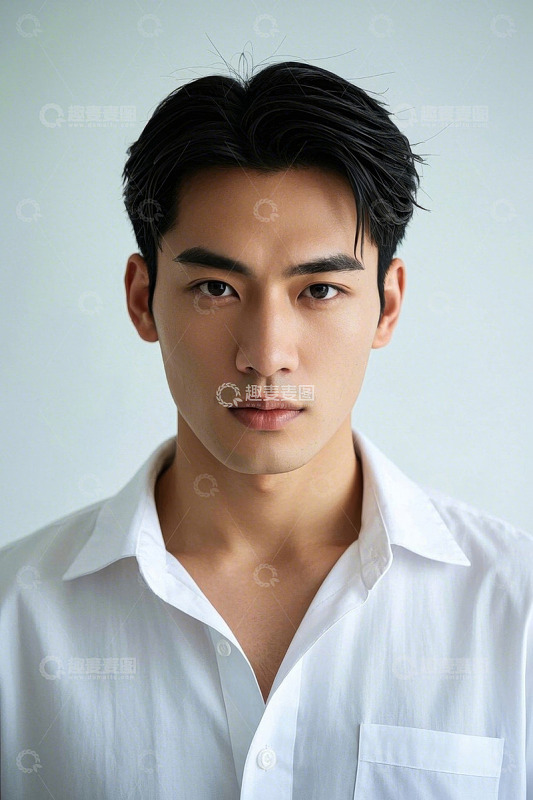 清秀男子写真白衬衫近照