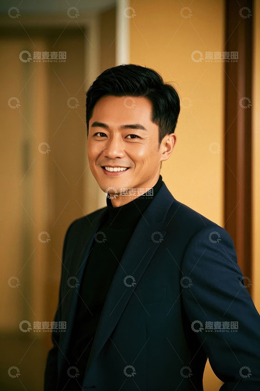 一位男士穿着深色西装微笑