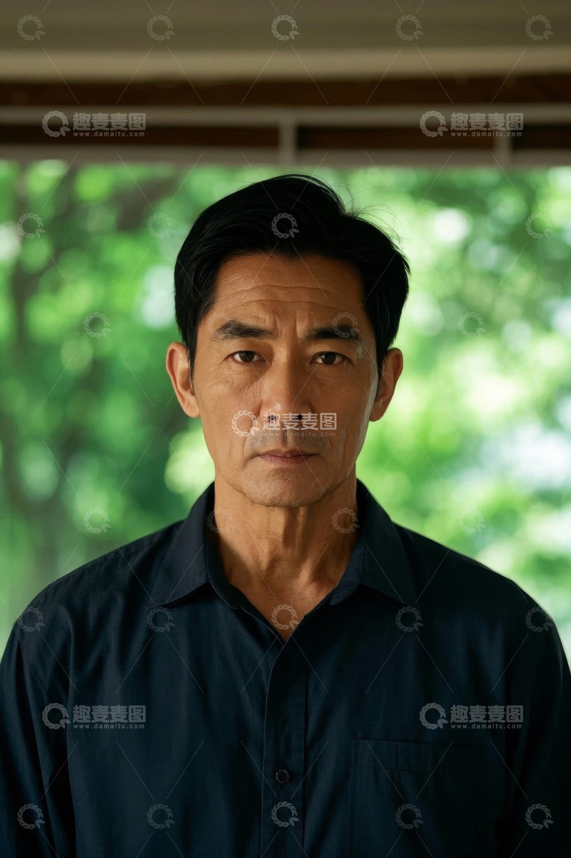 高清大图下载【趣麦麦图】中年男子严肃凝视镜头