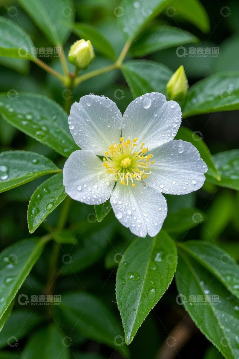 高清大图下载【趣麦麦图】带水珠的白色花朵特写