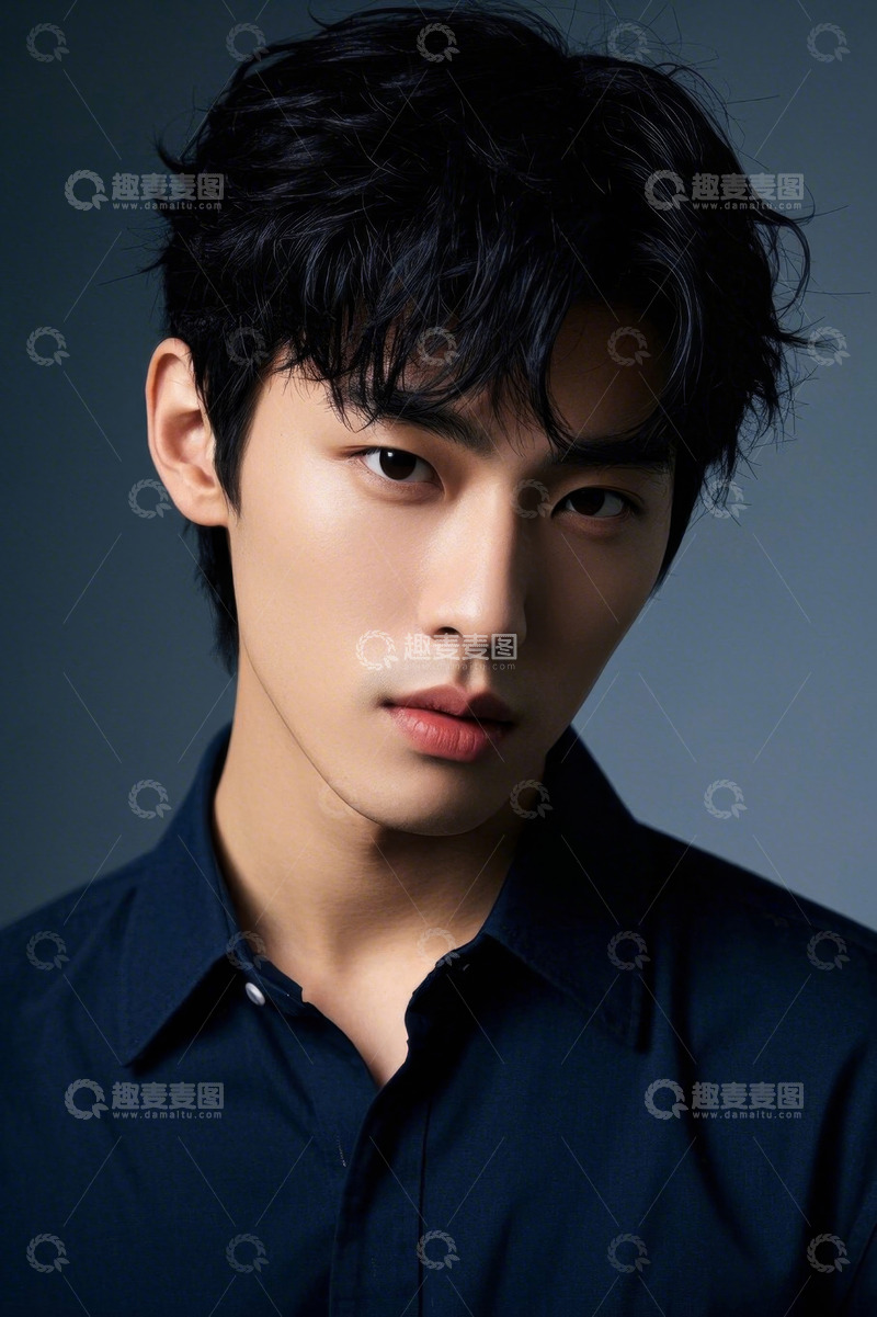高清大图下载【趣麦麦图】年轻男子深色衬衫写真