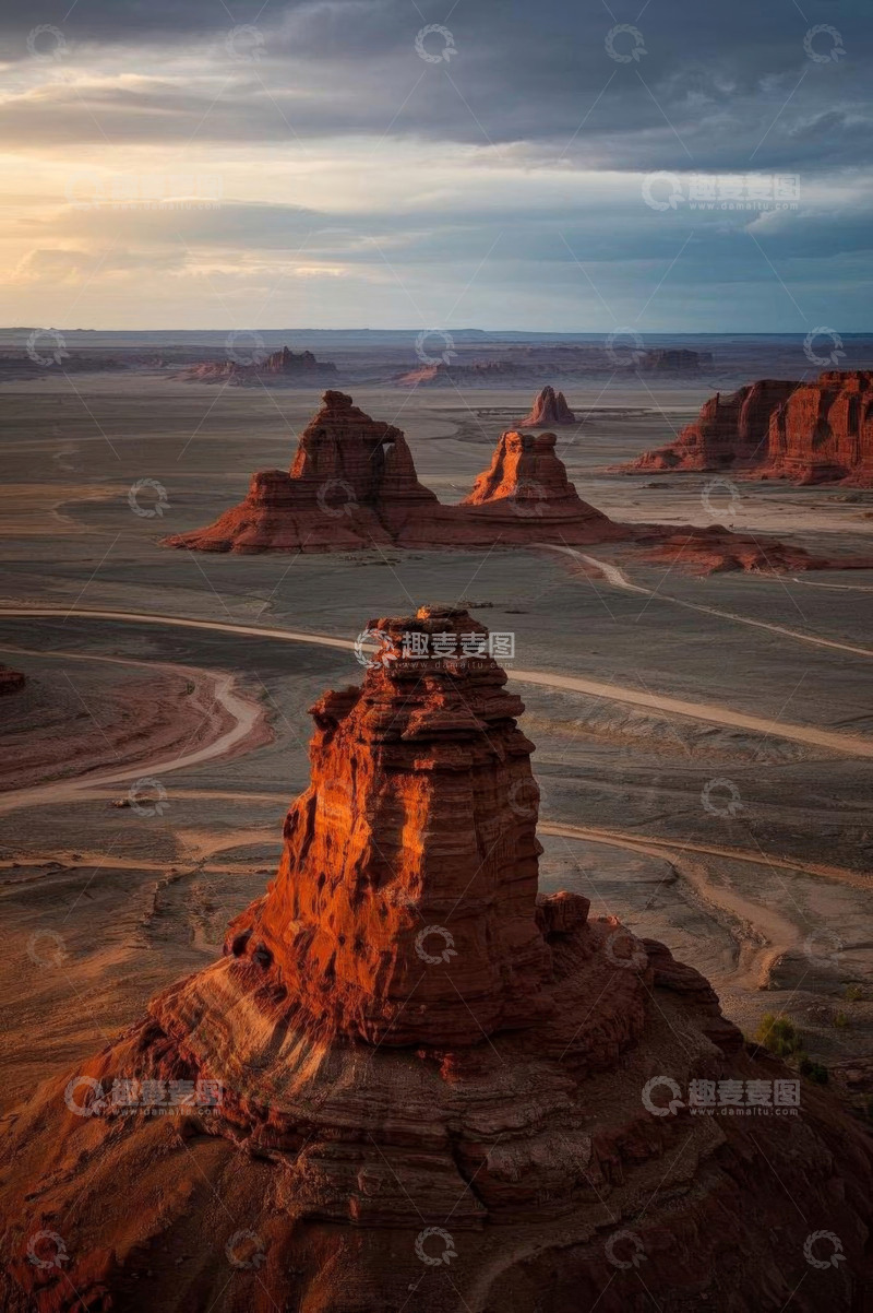高清大图下载【趣麦麦图】沙漠中红色地貌全景