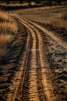 荒野中的泥土车辙道路