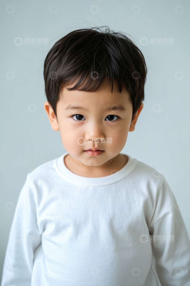 高清大图下载【趣麦麦图】可爱宝宝正面照特写眼神专注