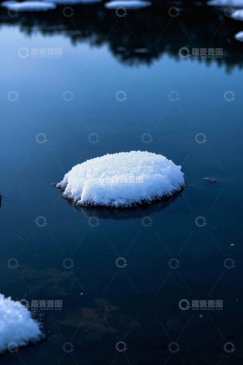 高清大图下载【趣麦麦图】水面漂浮的积雪冰块